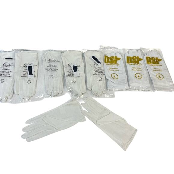 New In Package Lot of 9 DSI Style Plus Large White Cotton Marching Band Gloves - Picture 1 of 4